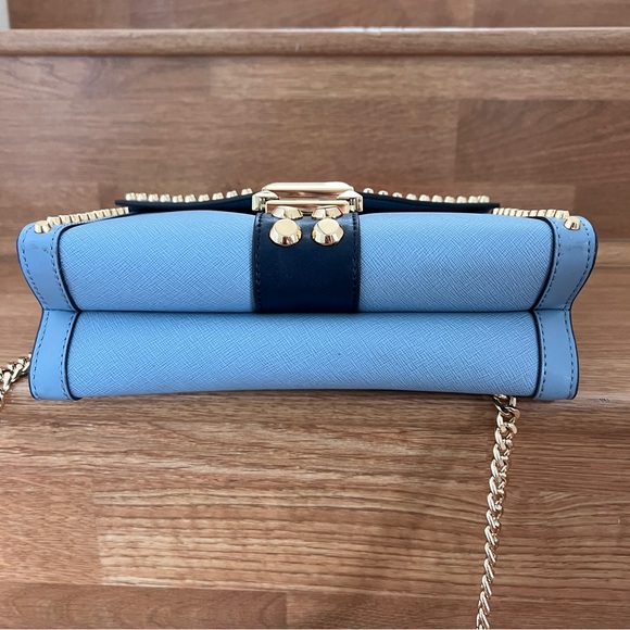 Michael Kors Whitney Large Studded Saffiano Shoulder Bag In Blue Multi - Picture 4 of 10